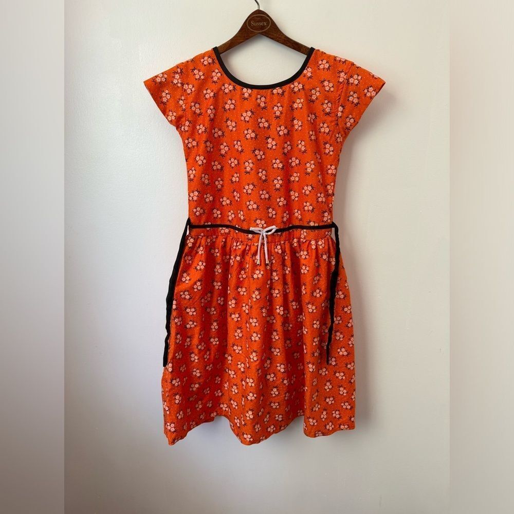 Holul Women’s Baby Doll Style Dress Fit and Flare Orange Floral Dress up cosplay